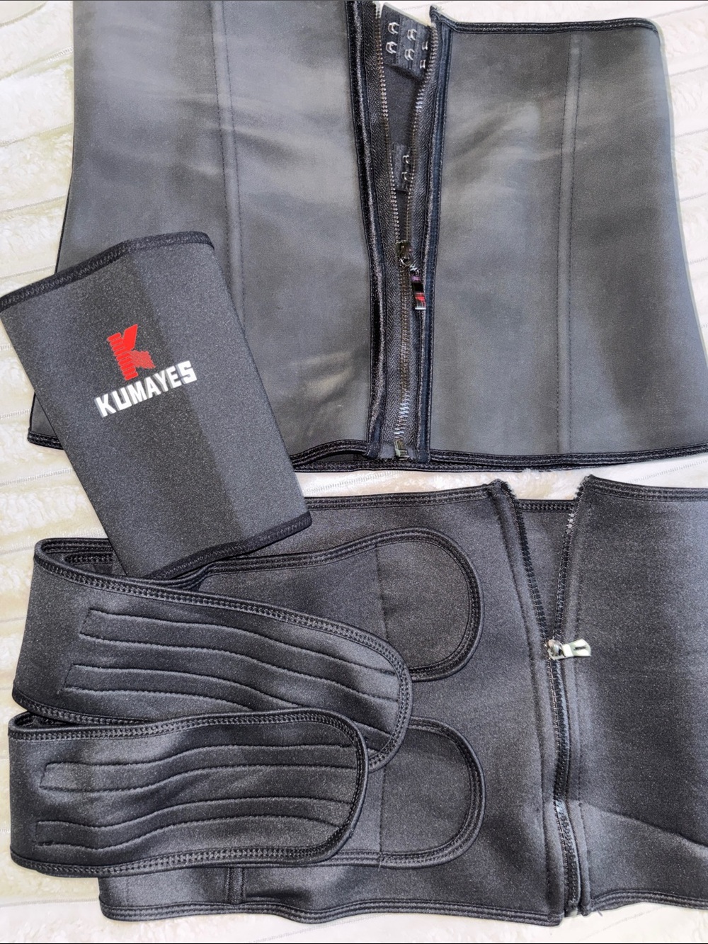 Kumayes Black Waist Trainer & Support Belt Set